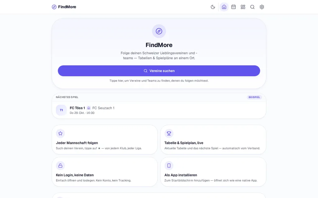 FindMore - A Public Football PWA on a Shared Cache